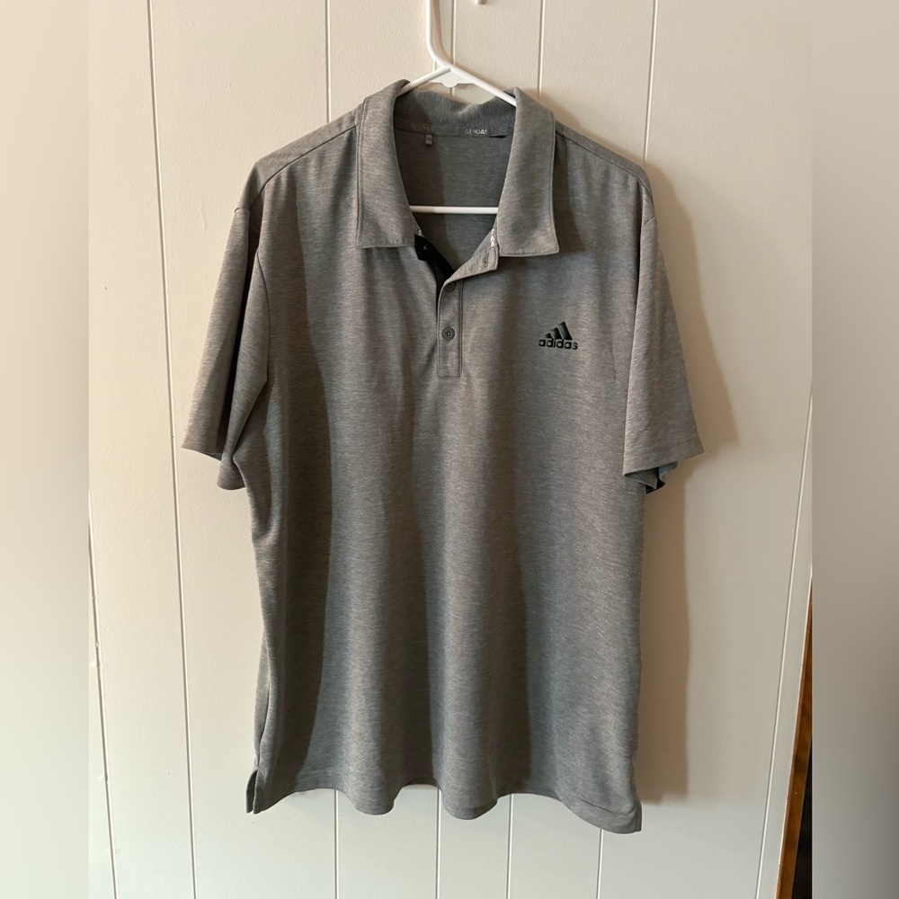 Adidas Men’s XL Grey Short Sleeve Polo shirt Golf Work casual basic neutral